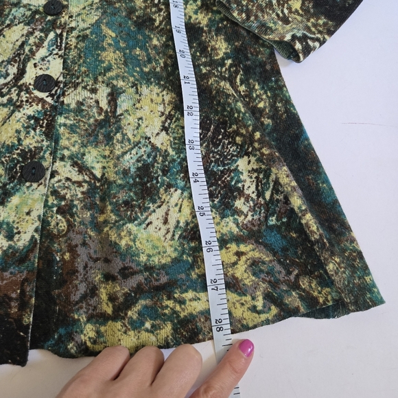 NWOT Nic + Zoe cotton lyocell green artsy cottage boho cardigan 2 way sz M - Picture 10 of 10